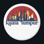 Kuala Lumpur Malaysia Retro City Skyline Cityscape Magnet<br><div class="desc">Vintage and retro city design with beautiful skyline, tourist attraction and cityscape art. Cool skyscraper and building silhouette illustration merchandise for tourist and traveller. Perfect as souvenir to bring back home when travelling all around the world. Save the memory of your travel and vacation with family and friends. Background colour...</div>