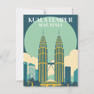 Kuala Lumpur Malaysia Retro Towers Cityscape Postcard