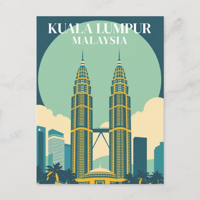 Kuala Lumpur Malaysia Retro Towers Cityscape Postcard (Front)