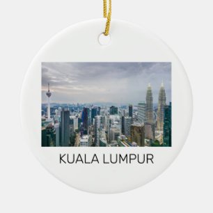 Kuala Lumpur Malaysia Skyline Vintage Souvenir Ceramic Tree Decoration