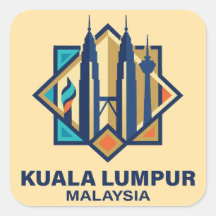 Kuala Lumpur Malaysia Southeast Asia Square Sticker