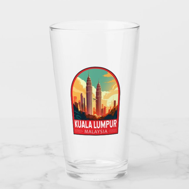 Kuala Lumpur Malaysia Travel Art Vintage Glass (Front)
