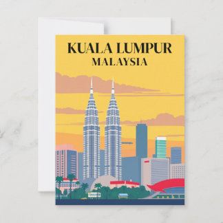 Kuala Lumpur Malaysia Vintage Towers Cityscape  Postcard