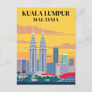 Kuala Lumpur Malaysia Vintage Towers Cityscape Postcard