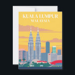Kuala Lumpur Malaysia Vintage Towers Cityscape  Postcard<br><div class="desc">This Kuala Lumpur postcard is the perfect travel souvenir, a sophisticated piece of urban art, or a thoughtful gift for city lovers and anyone who appreciates the unique beauty of a city's nightlife. Perfect for framing as a small wall print or for sending a beautiful note home, this postcard celebrates...</div>
