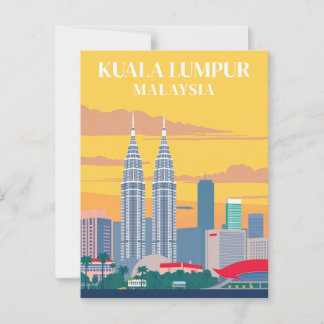 Kuala Lumpur Malaysia Vintage Towers Cityscape  Postcard