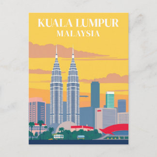Kuala Lumpur Malaysia Vintage Towers Cityscape Postcard