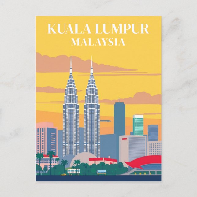 Kuala Lumpur Malaysia Vintage Towers Cityscape  Postcard (Front)