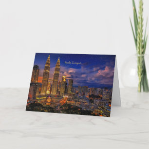 Kuala Lumpur skyline at night Card