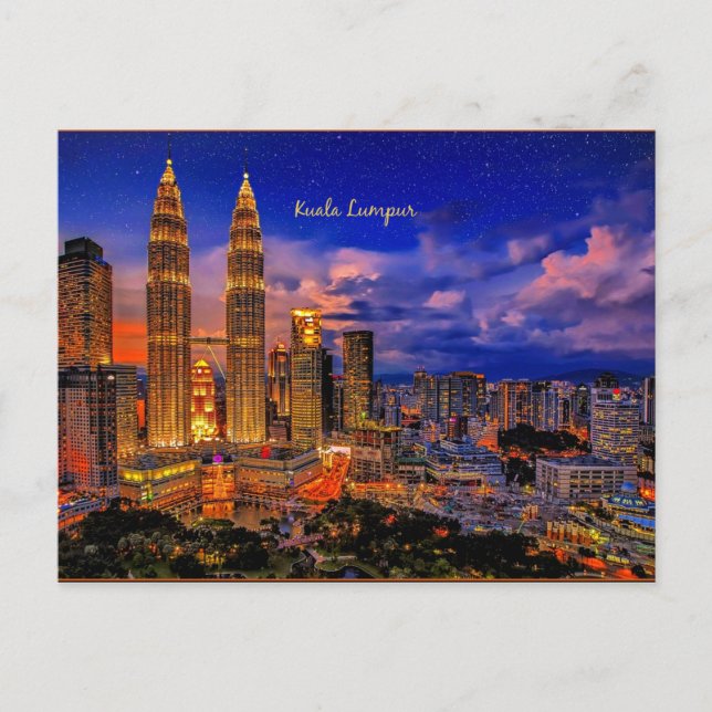 Kuala Lumpur skyline at night Postcard (Front)