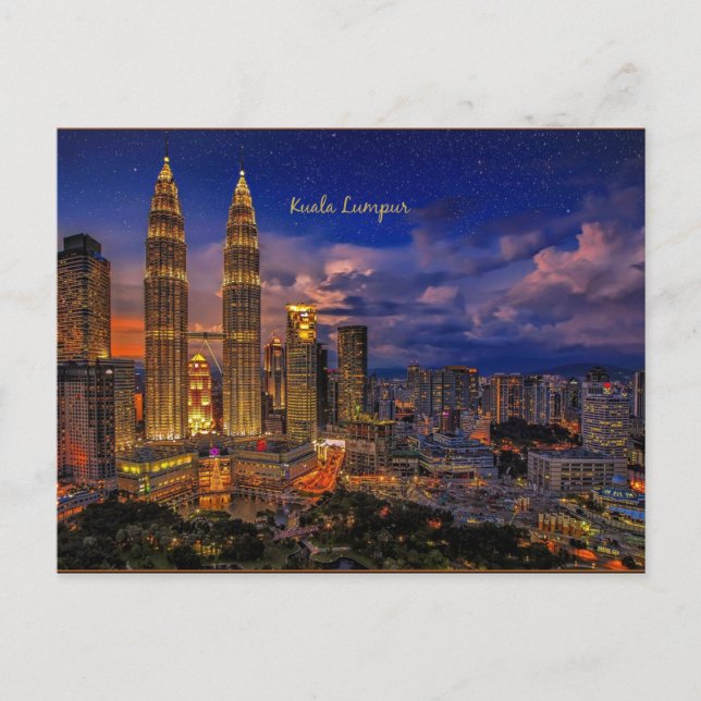 Kuala Lumpur skyline at night Postcard (Front)