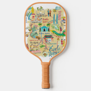 Kuala Lumpur yellow illustrative travel map Pickleball Paddle