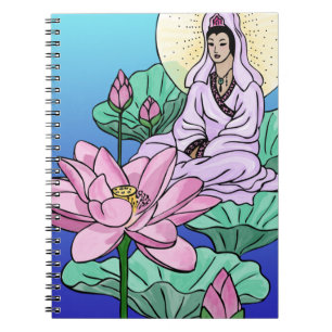Kuan Yin on a Lotus Spiral Notebook