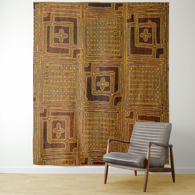 Kuba Cloth Motif Tapestry (In Situ)