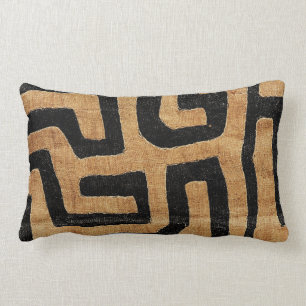 Kuba Cloth Pillow, 8/18 Lumbar Darker Cushion
