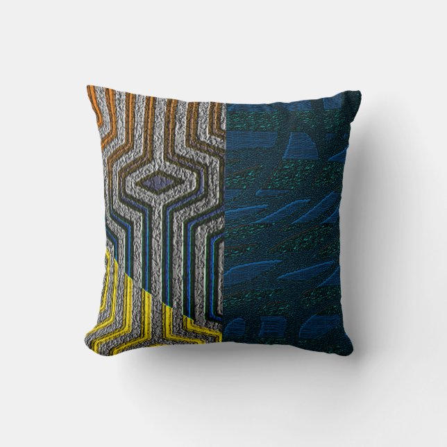 Kuba Cloth Print Throw Pillow (Front)
