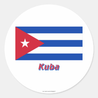 Kuba Flagge mit Namen Classic Round Sticker