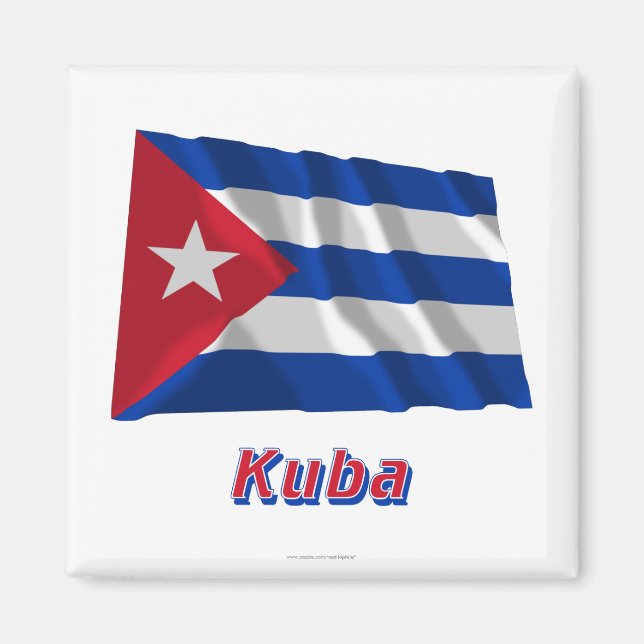 Kuba Fliegende Flagge mit Namen Magnet (Front)