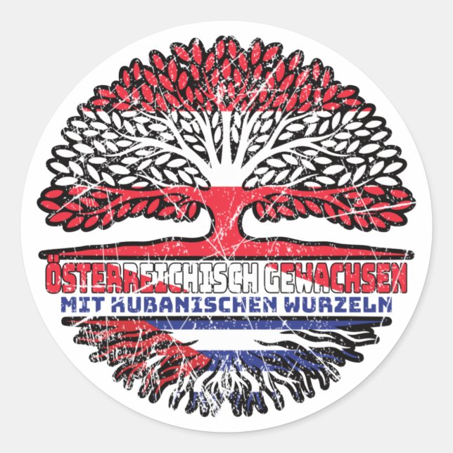 Kuba Kubanisch Österreichisch Österreich Baum Classic Round Sticker (Front)