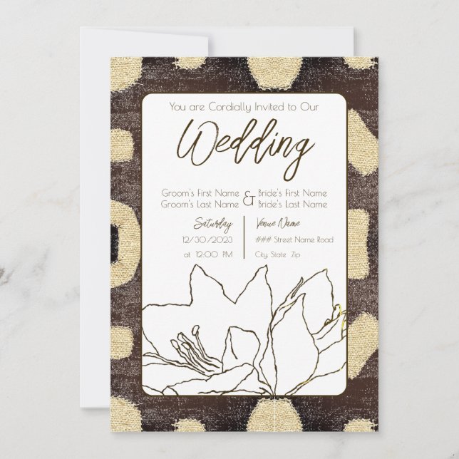 Kuba Mud Cloth Pattern Tribal African Wedding Invitation (Front)