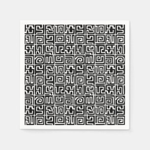Kuba Style Pattern 071019 - Black and White Napkin