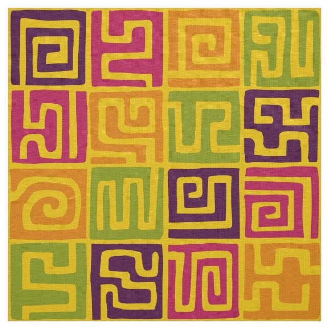 Kuba Style Pattern 071019 - Colours Fabric (Swatch)