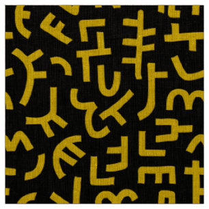 Kuba Style Pattern 121019 - Amber on Black Fabric