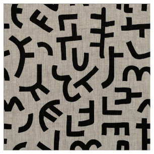 Kuba Style Pattern 121019 - Black on White Fabric
