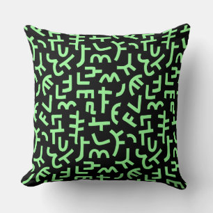 Kuba Style Pattern 121019 - Mint Green on Black Cushion