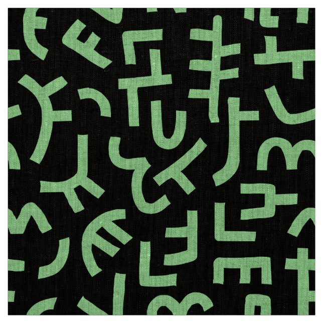 Kuba Style Pattern 121019 - Mint Green on Black Fabric (Swatch)