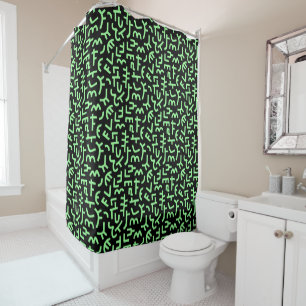 Kuba Style Pattern 121019 - Mint Green on Black Shower Curtain