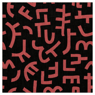 Kuba Style Pattern 121019 - Tropical Pink on Black Fabric