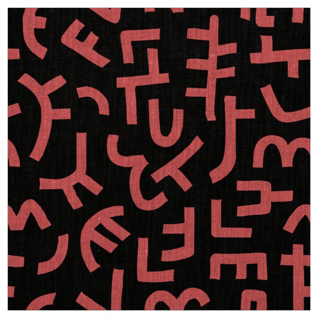 Kuba Style Pattern 121019 - Tropical Pink on Black Fabric (Swatch)