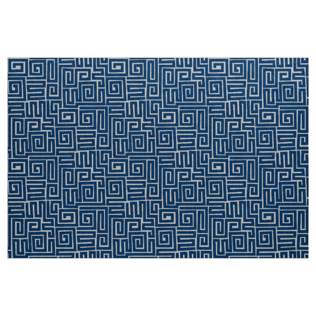 Kuba Style Pattern 280922 - Shibori Blue on White Fabric (Yard)
