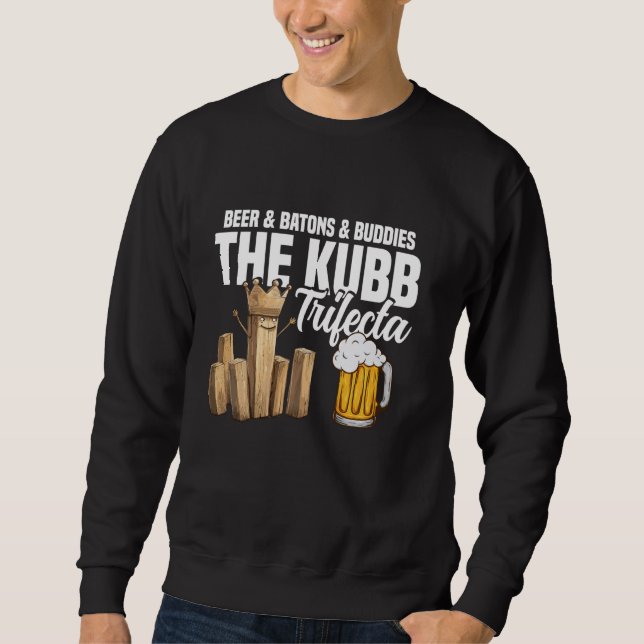 Kubb Set Lawn Game Player Yard Game Beer Drink Vik Sweatshirt (Front)