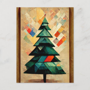 Kubnismus. Weihnachtsbaum modern abstrakt gemalt. Postcard
