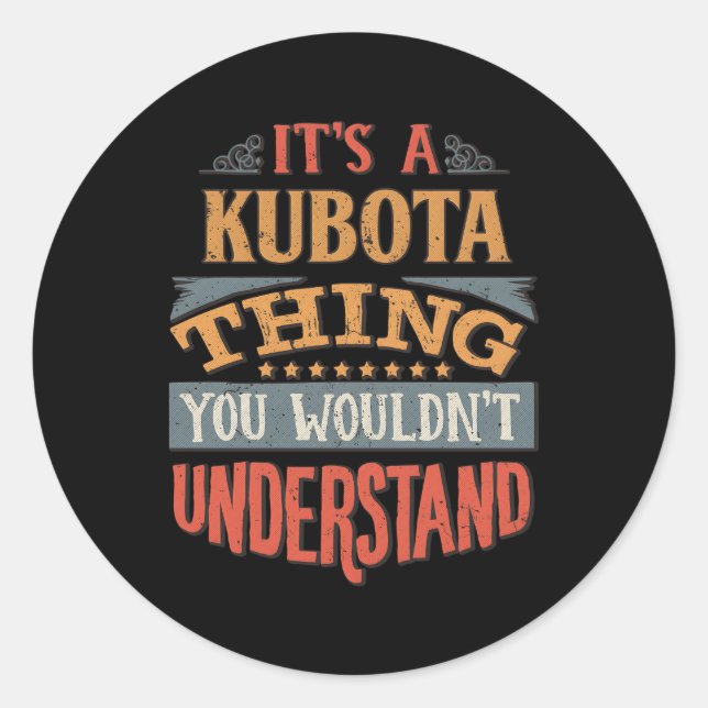 Kubota Name Classic Round Sticker (Front)