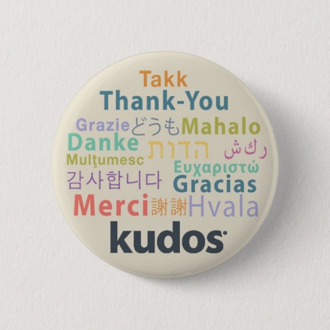Kudos® Thank-you 6 Cm Round Badge (Front)