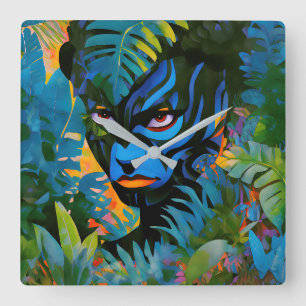 “Kuiráya” –  Painted Leaf - Women In Amazonia Square Wall Clock