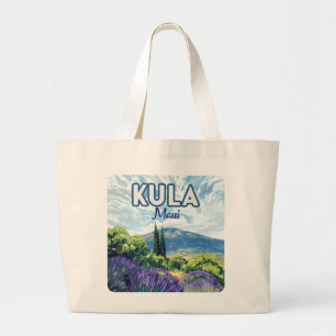 Kula Maui Haleakala Hawaii Lavender Retro Large Tote Bag