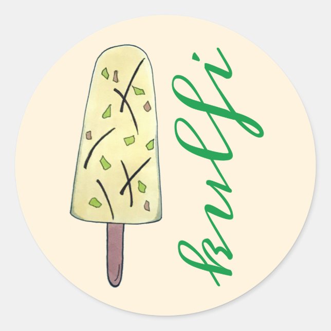 Kulfi Qulfi Indian Food Ice Cream Frozen Dessert Classic Round Sticker (Front)