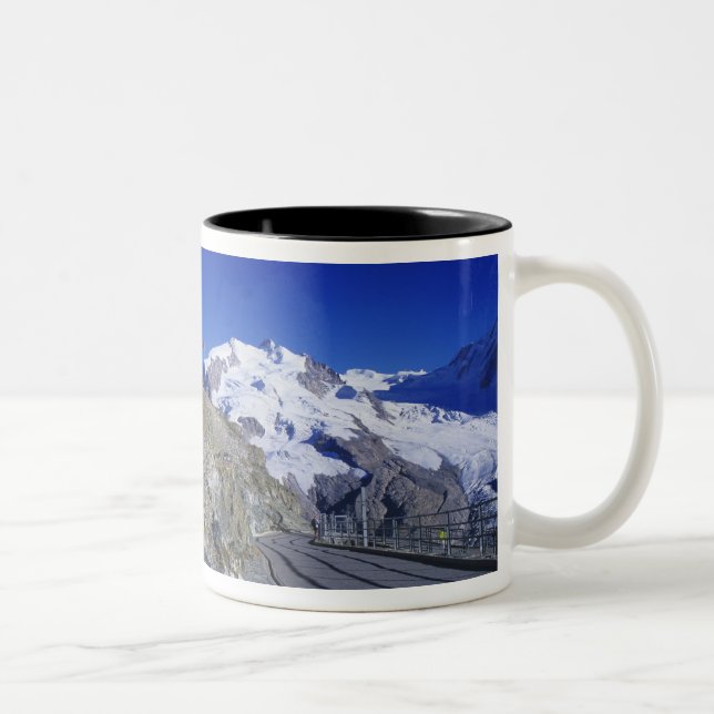 Kulm hotel and trail, Gornergrat, Zermatt, Two-Tone Coffee Mug (Right)