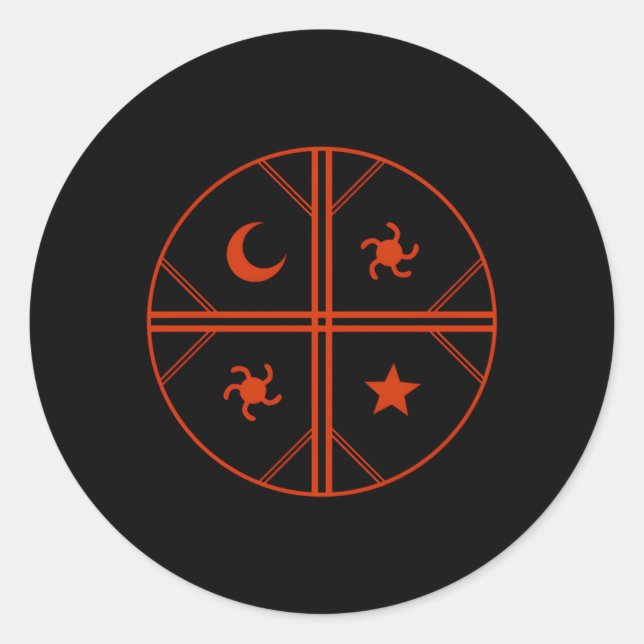 Kultrun Mapuche Sha Drum Sun Moon Star Symbology Classic Round Sticker (Front)