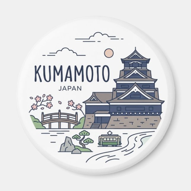Kumamoto Japan Travel Minimalistic Magnet (Front)