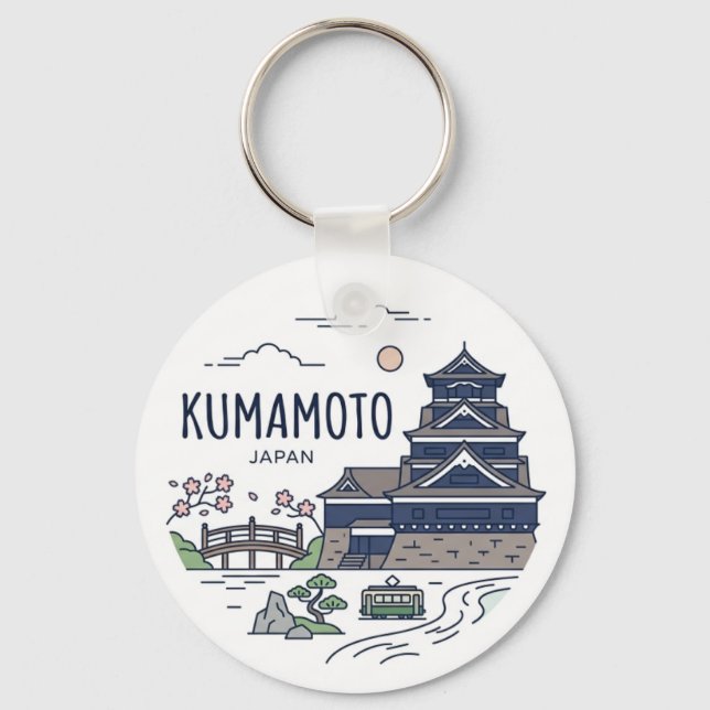 Kumamoto Mnimalistic Round Keychain (Front)