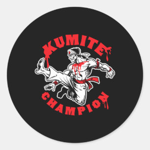 Kumite Champion Blood Sports Karate Kung Fu Kick Classic Round Sticker