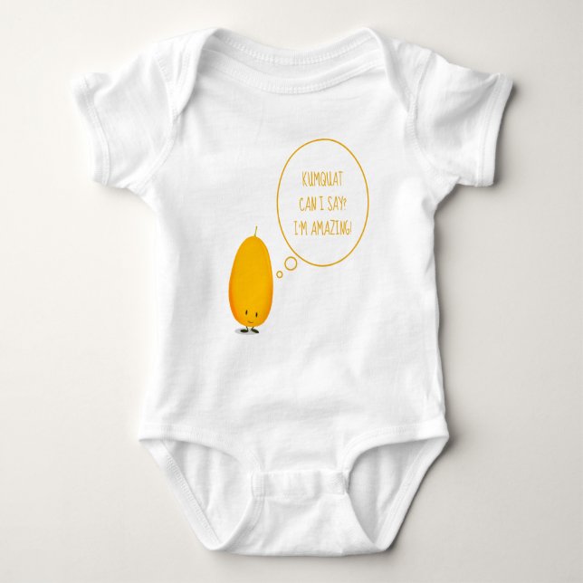 Kumquat Can I Say Fruit Food Pun Baby Bodysuit (Front)