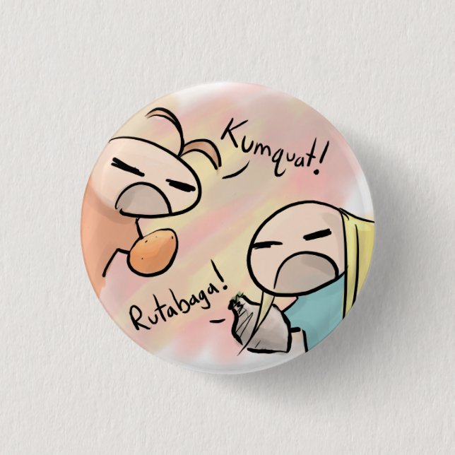 kumquat vs rutabaga 3 cm round badge (Front)