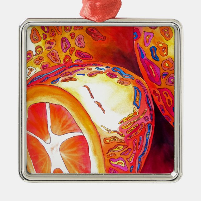 Kumquats orange citrus watercolour fruit art metal tree decoration (Front)