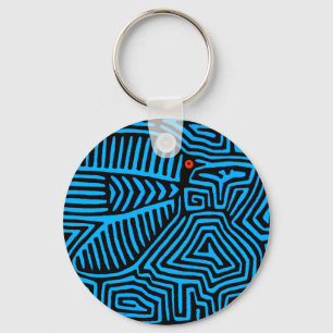 Kuna Indian Blue Bird Key Ring